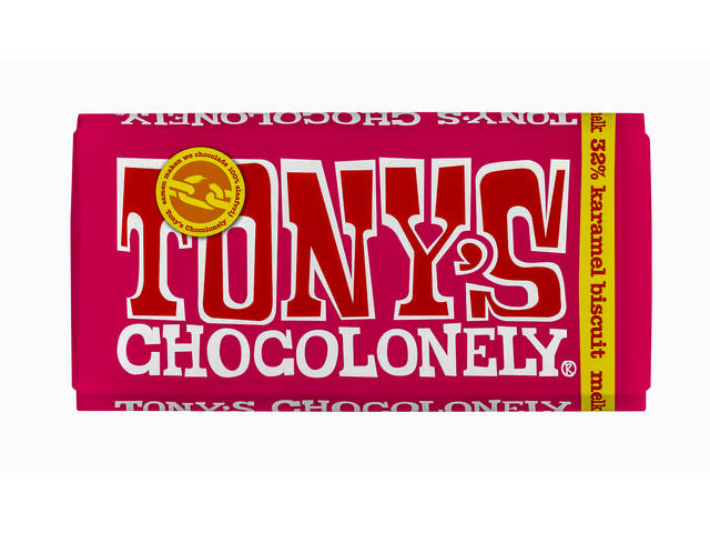 Chocolade Tony Chocolonely melk karamel biscuit