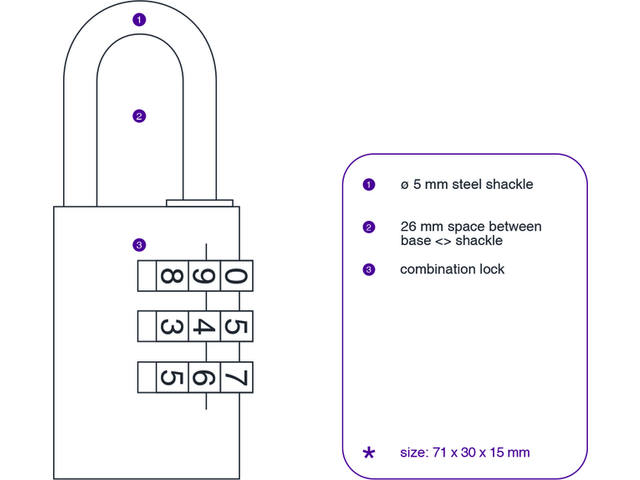 Hangslot Pavo met cijferslot 41x28x12mm