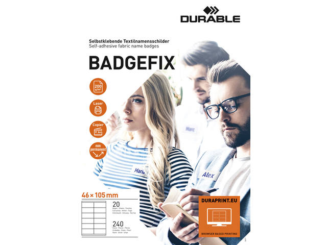 Naambadge etiket Durable 8363 Badgefix 46x105mm zk