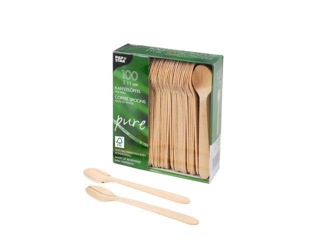 Koffielepel Papstar 110mm hout