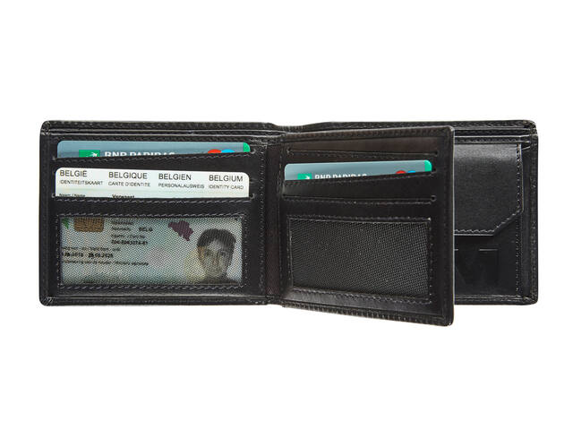 Portemonee Mav All Black kleingeldvak RFID zwart