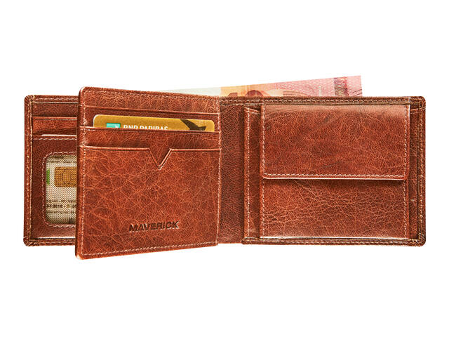 Portemonee Mav Rough Gear kleingeldvak RFID cognac