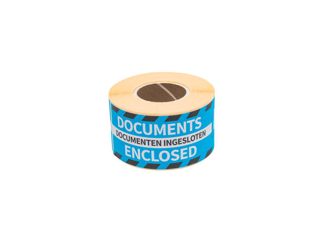 Etiket Rillprint documents enclosed blauw