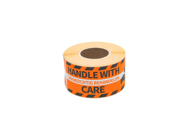 Etiket Rillprint handle with care oranje