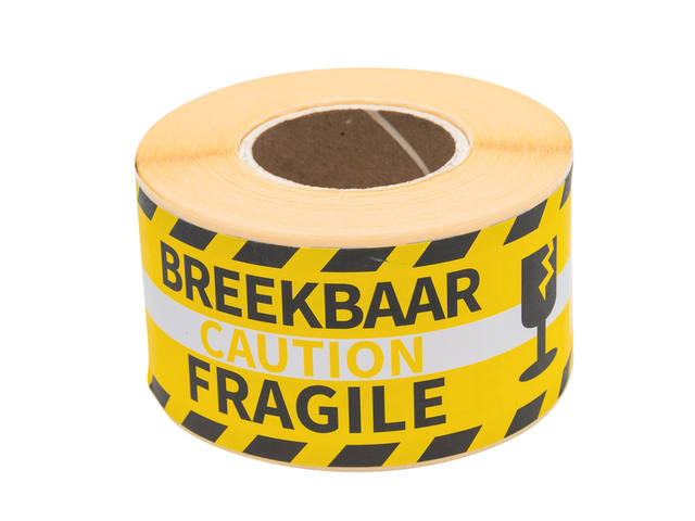 Etiket Rillprint fragile geel