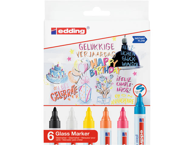 Viltstift edding 95 glasbord incl wit en zwart ass