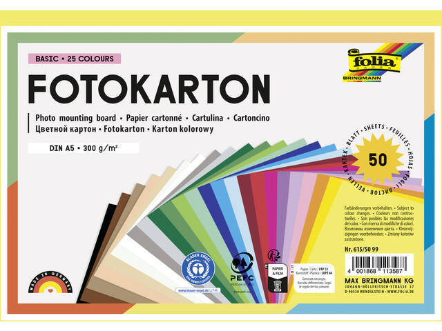 Fotokarton Folia 300gr A5 50vel assorti