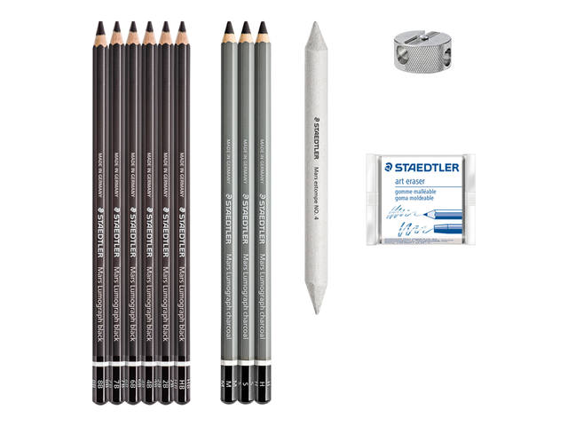 Houtskoolpotloodset  Staedtler 12dlg