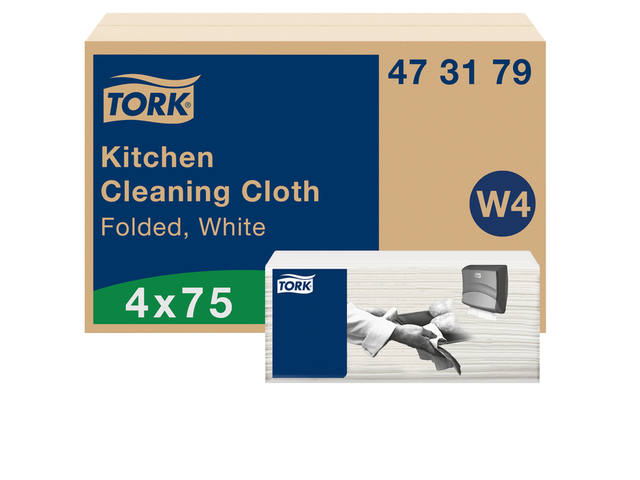 Reinigingsdoek Tork W4 gevouwen 1laags wit