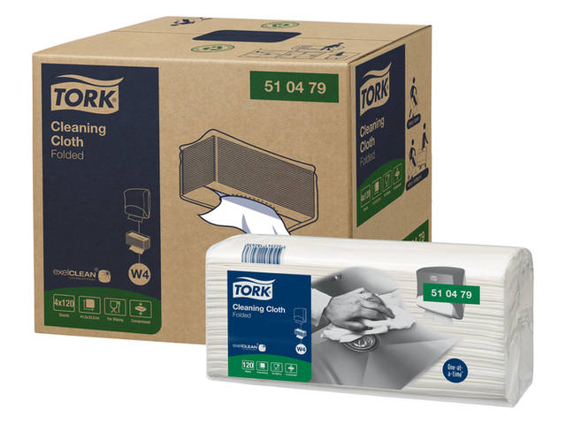 Reinigingsdoek Tork W4 Premium gevouwen 1laags wit