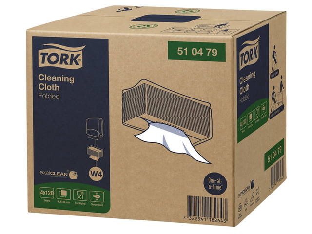 Reinigingsdoek Tork W4 Premium gevouwen 1laags wit