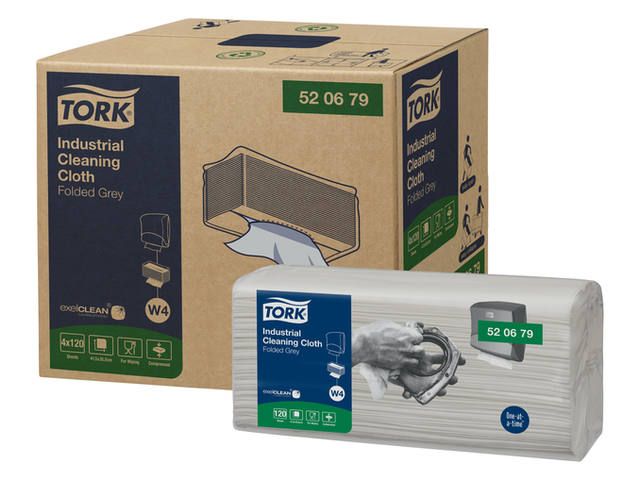 Reinigingsdoek Tork W4 Industrial gevouwen grijs