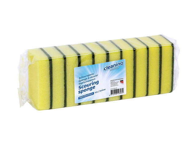 Schuurspons Cleaninq 100x70mm gl/gr 10st