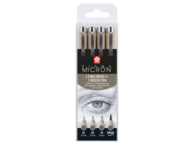 Fineliner Sakura Pigma Micron koelgrijs 4 maten