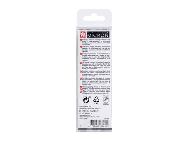 Fineliner Sakura Pigma Micron koelgrijs 4 maten