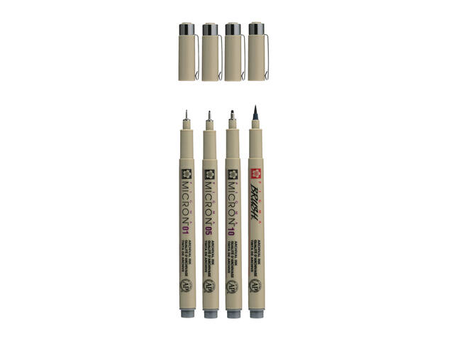 Fineliner Sakura Pigma Micron koelgrijs 4 maten