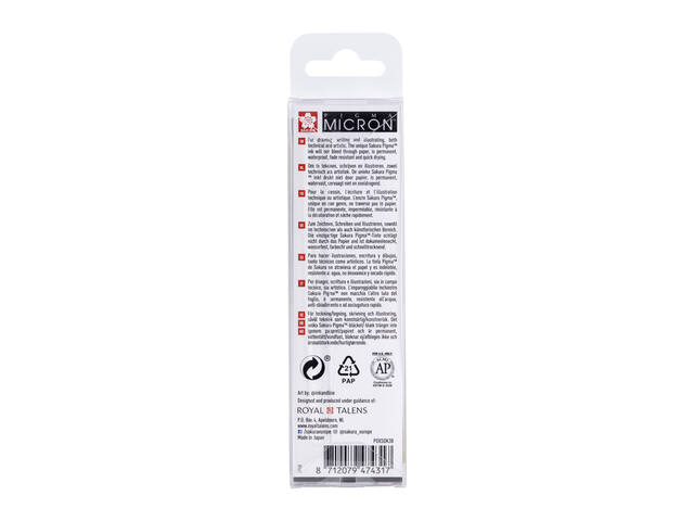 Fineliner Sakura Pigma Micron 05 set zw gr 3 maten