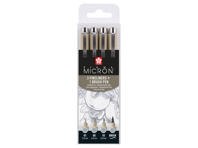 Fineliner Sakura Pigma Micron lichtgrijs 4 maten