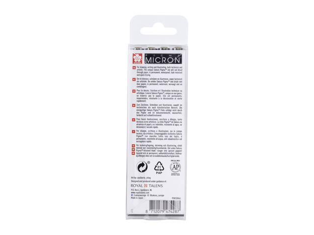Fineliner Sakura Pigma Micron lichtgrijs 4 maten