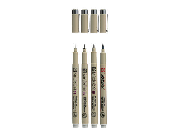 Fineliner Sakura Pigma Micron lichtgrijs 4 maten