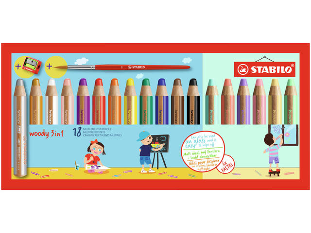 Kleurpotlood STABILO 880 woody 3 in 1 18st ass