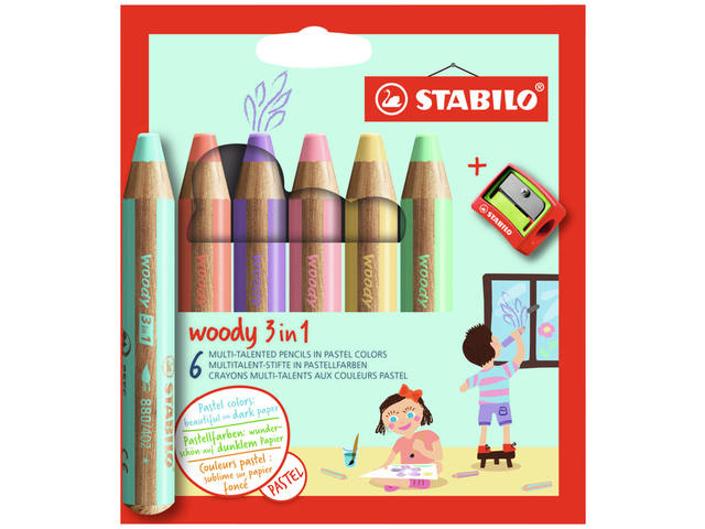Kleurpotlood STABILO 880 woody 3 in 1 6st pa ass