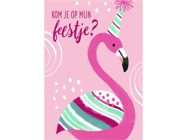 Wenskaart Hallmark uitnodiging flamingo 5 stuks