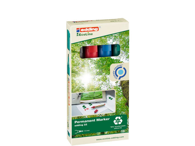 Viltstift edding 22 Eco schuin 1-5mm assorti