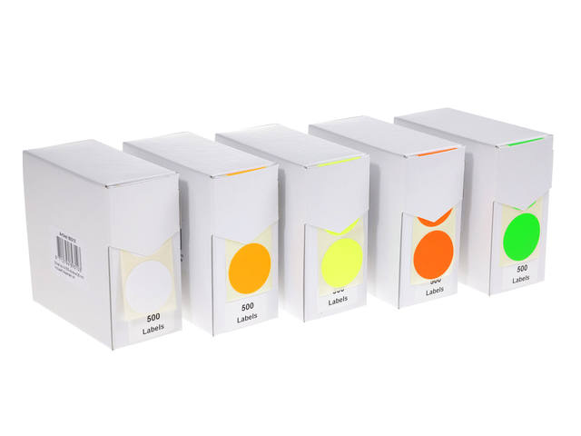 Etiket Rillprint 35mm op rol fluor geel 500st