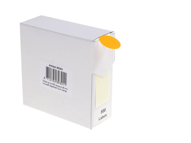 Etiket Rillprint 25mm op rol fluor oranje 500st