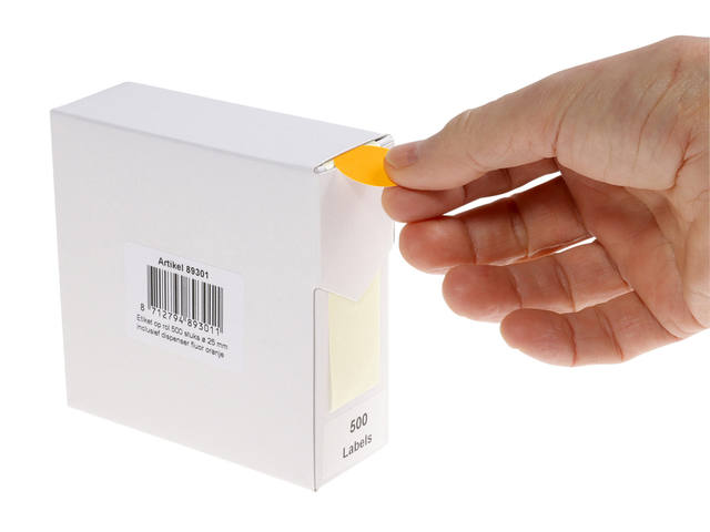 Etiket Rillprint 25mm op rol fluor oranje 500st