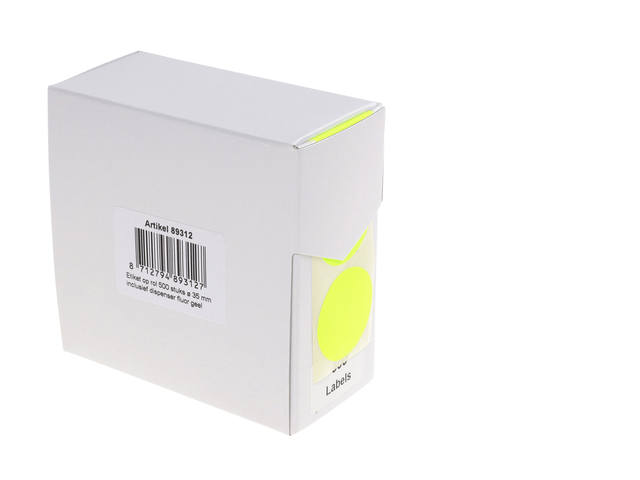Etiket Rillprint 35mm op rol fluor geel 500st