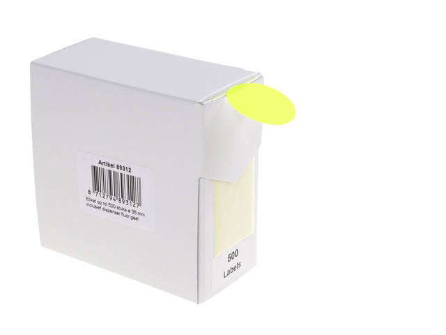 Etiket Rillprint 35mm op rol fluor geel 500st