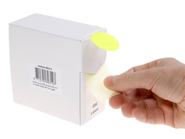 Etiket Rillprint 35mm op rol fluor geel 500st