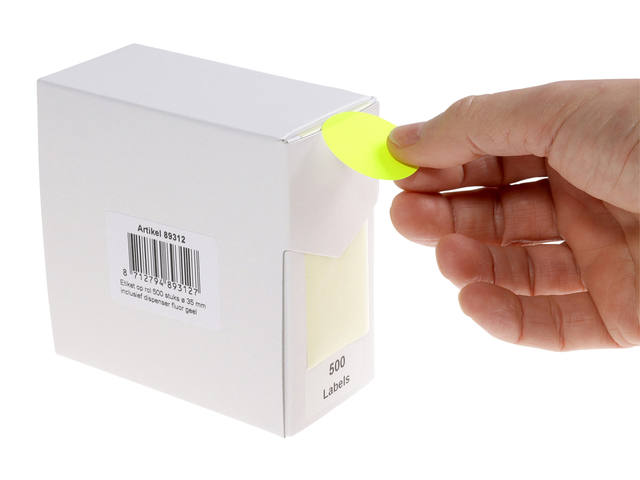 Etiket Rillprint 35mm op rol fluor geel 500st