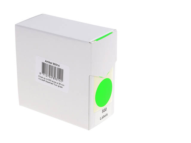 Etiket Rillprint 35mm op rol fluor groen 500st