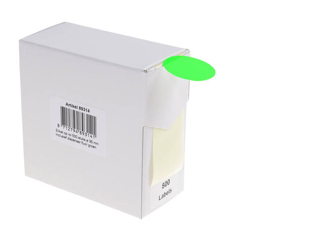 Etiket Rillprint 35mm op rol fluor groen 500st