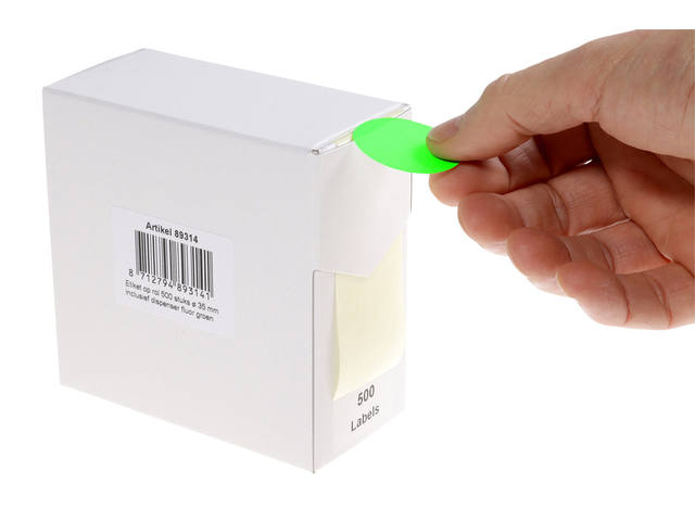 Etiket Rillprint 35mm op rol fluor groen 500st