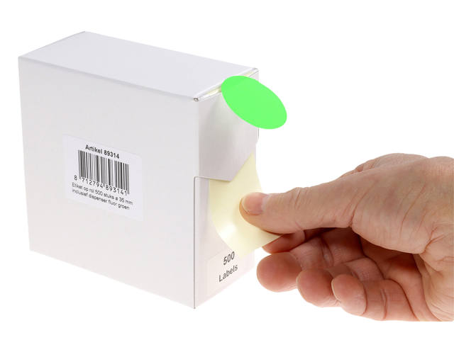 Etiket Rillprint 35mm op rol fluor groen 500st