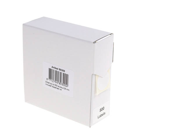 Etiket Rillprint 25mm op rol wit 500st
