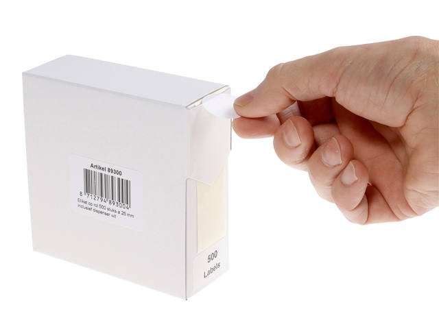 Etiket Rillprint 25mm op rol wit 500st