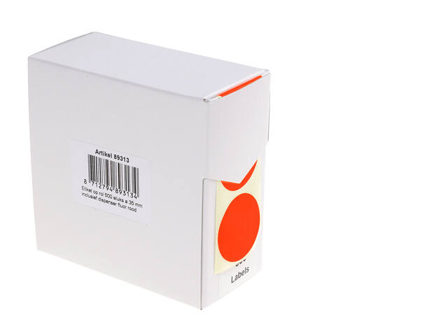 Etiket Rillprint 35mm op rol fluor rood 500st
