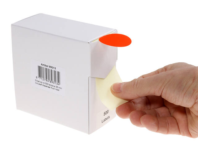 Etiket Rillprint 35mm op rol fluor rood 500st
