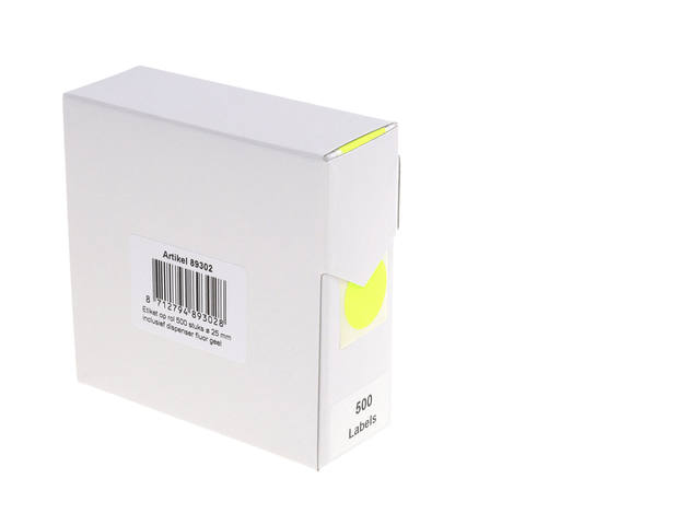 Etiket Rillprint 25mm op rol fluor geel 500st