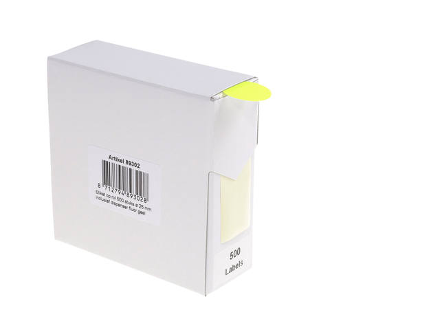 Etiket Rillprint 25mm op rol fluor geel 500st