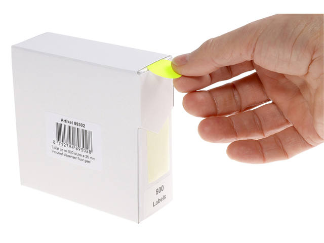 Etiket Rillprint 25mm op rol fluor geel 500st