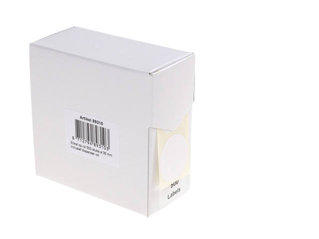 Etiket Rillprint 35mm op rol wit 500st