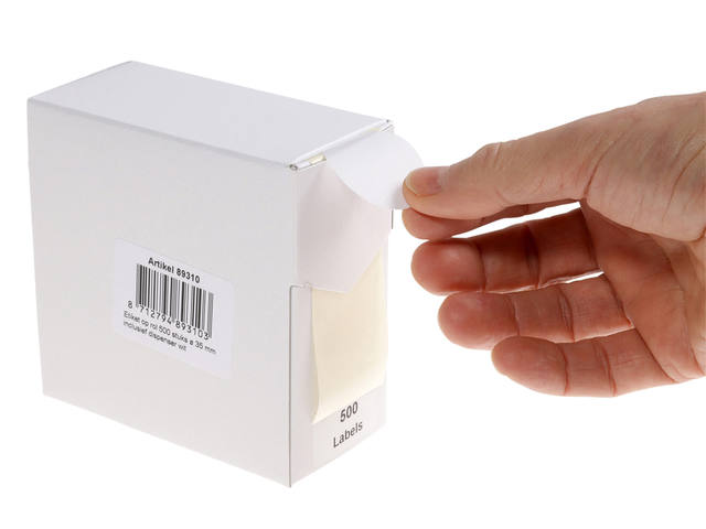 Etiket Rillprint 35mm op rol wit 500st