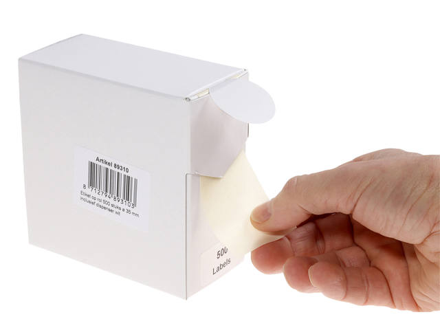 Etiket Rillprint 35mm op rol wit 500st