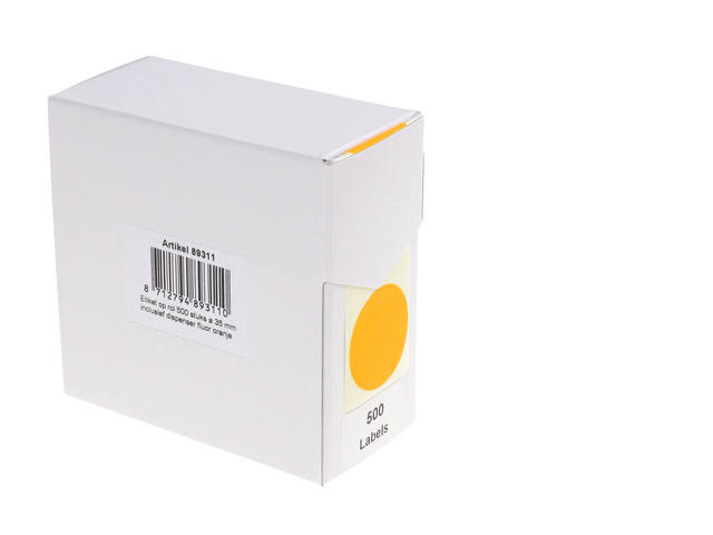 Etiket Rillprint 35mm op rol fluor oranje 500st